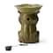 Glitzhome® 21.5" LED Olive Green Frog Holding Lotus Birdbath Ceramic Outdoor Floor Fountain